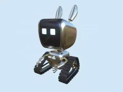 Cute Robot 05 Aluminum - Character SciFi Design Low-poly 3D model