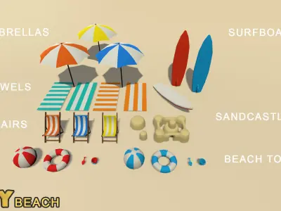 POLY Beach Low-poly 3D model