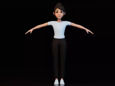 Stylized Female Character and Doctor Rigged 3D Models Low-poly 3D model