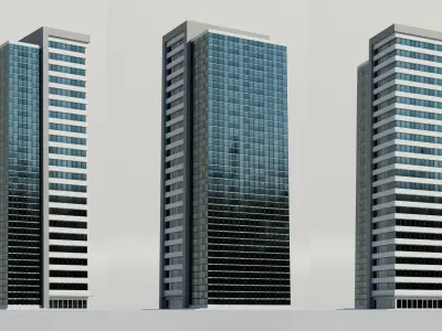 Tall urban city buildings Low-poly 3D model