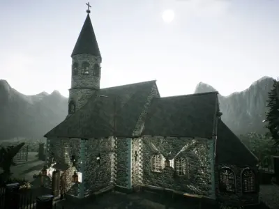 Stone Church Unreal Engine  Low-poly 3D model