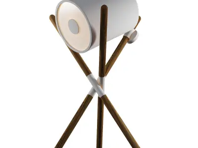 CATAPULT table lamp with wooden stand 3D model