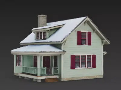 Nature-Inspired Sage Green Winter Home 3D Model Low-poly 3D model