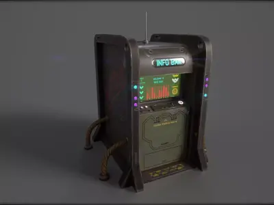 Cyberpunk info ticket machine Low-poly 3D model