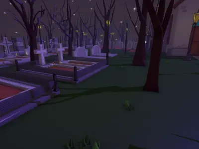 Poly3D-Modular Cemetery Pack Low-poly 3D model