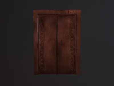 Door - old eastern style Low-poly 3D model