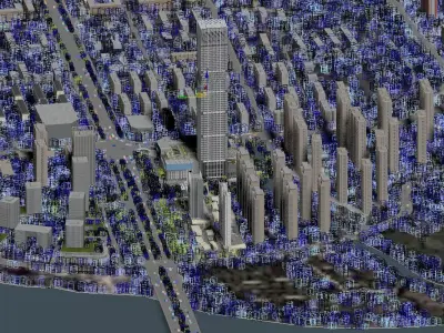 Modern Mixed Use Tower Complex Sunset Exterior 3D model