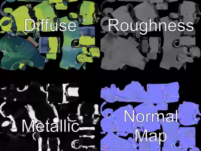 Neon Green Robot model pack Low-poly 3D model