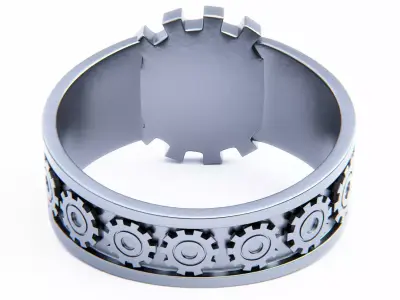Mechanical Gear Ring - Futuristic Industrial Jewelry Design 3D print model purchase
