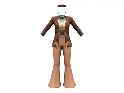 1970s Retro Full Outfit Top Outwear Low-poly 3D model