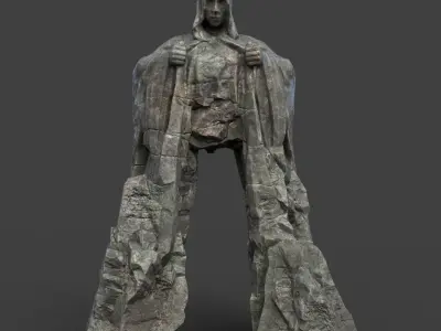 Low poly Giant Gate Cliff Statue 220607 Low-poly 3D model