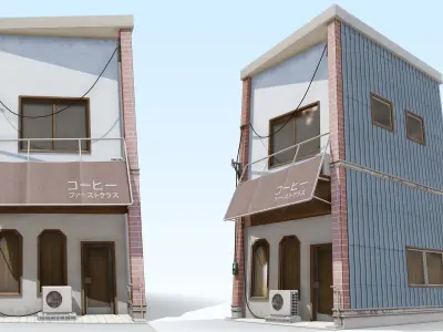 Coffee Shop of Kyoto Low-poly 3D model