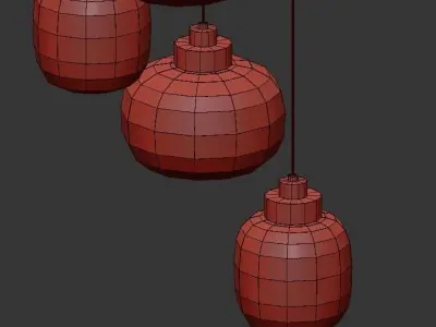 Legier pendant light with four glass globes hanging from ceiling 3D model