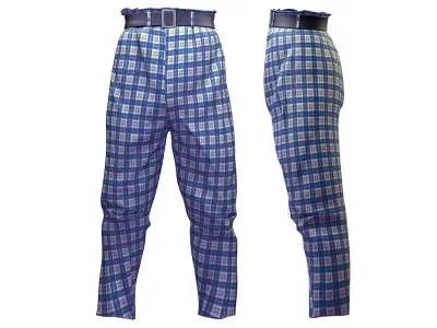 Clown Pants - Checkered Baggy Trousers 3D model