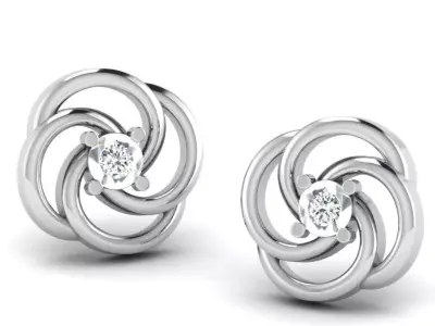 Gold Diamond Women Earring 3D print Model 3D print model 114
