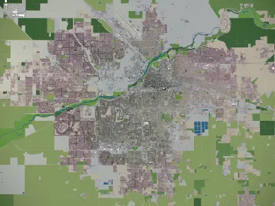 Bakersfield - 3D City Model Low-poly 3D model