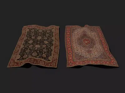 Medieval Style Flower Tapestry and Persian Red Tapestry 3D Model Pack