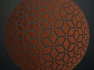 Red Clay Geometric Hexagon Tile PBR Seamless Texture