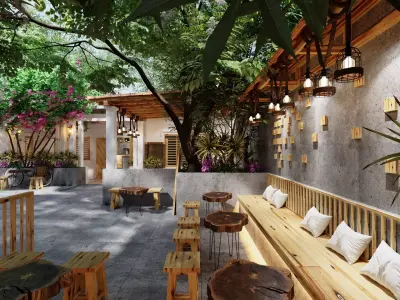 Retro style  artistic courtyard 3D model