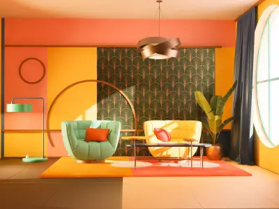 interior design art deco style 3D model