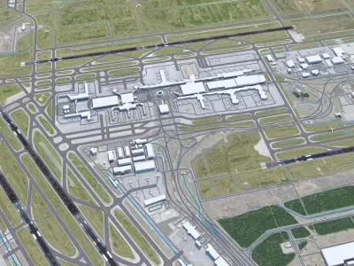 Houston George Bush Airport  15km Low-poly 3D model