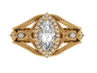 Marquise Engagement Ring 3D print model