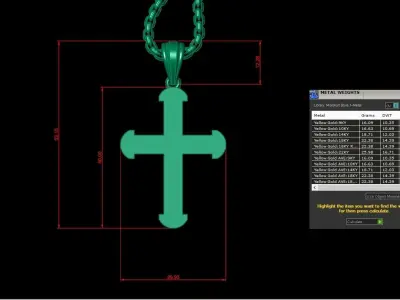 High Cross Pendant Light Gold 18K 3CP040 3D print model