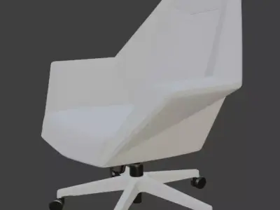 Futuristic Low Poly High Back White Geometric Office Chair 3D model