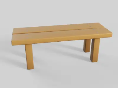 Cartoon Bench 1 Low-poly 3D model