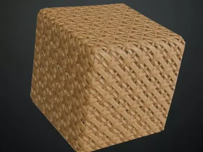 Natural Rattan Triple-Weave Lattice PBR Texture
