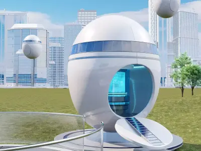 Futuristic residential house 02 3D model