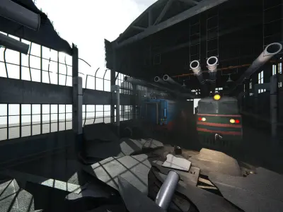 Modular Abandoned Depot for Unity Low-poly 3D model