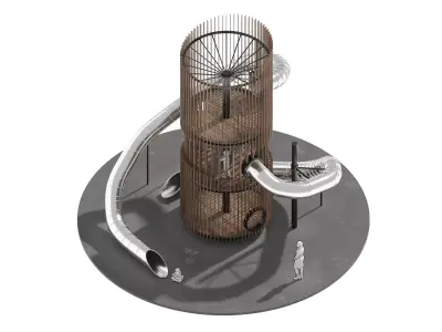Playground 6 tower with pipe in middle 3D model