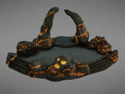 Shrine rock with flames Low-poly 3D model