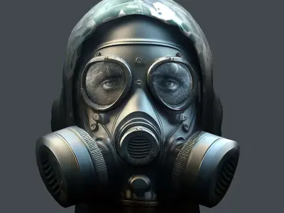 Gas mask helmet 3d model military combat Low-poly 3D model Low-poly 3D model 5