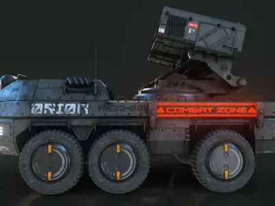 ROCKET LAUNCHER DRONE VEHICLE Low-poly 3D model