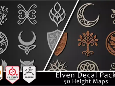 3DT Elven Ornamental Decal and Stamp Pack Low-poly 3D model