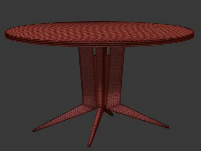 Blick round wooden dining table  Low-poly 3D model