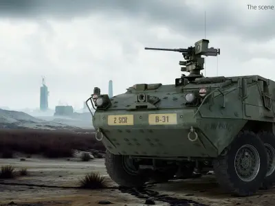  Stryker M1126 Infantry Carrier Vehicle Green Rigged 