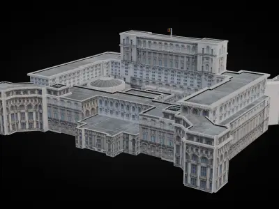 Low Poly Palace Of The Parliament - Romania Low-poly 3D model