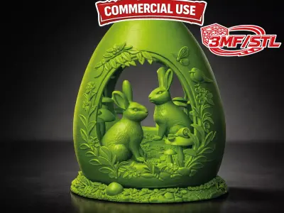 Enchanted Easter Bunny Egg Diorama Spring  3D print model