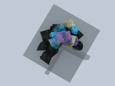 Small Garbage bags pile in street corner 3D model