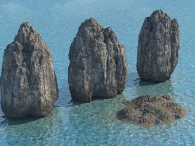Rock islands Low-poly 3D model
