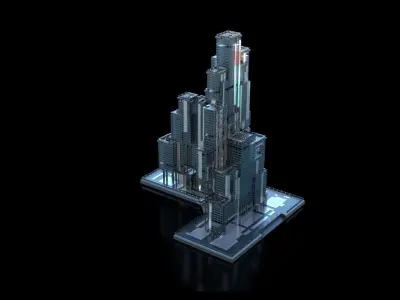 Futuristic Future Modern City Building Skyscraper 05 3D model