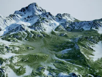 Green Hills Mountains Low-poly 3D model