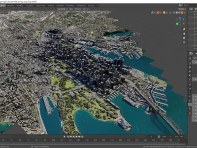 Sydney Large map with Texture Low-poly 3D model