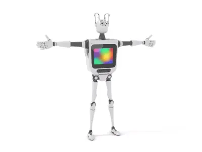 Smiling Robot with Screen model pack Low-poly 3D model