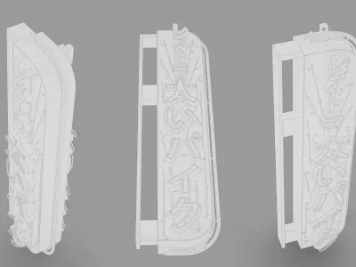 Game Ready Japanese Signs Set Sign Neon Large Vertical Low-poly 3D model