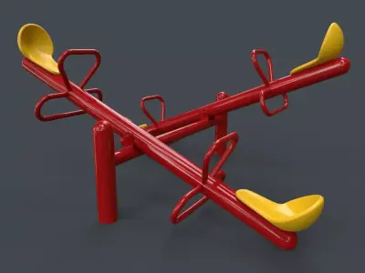 PBR Modular Outdoor See Saw Playground C Low-poly 3D model