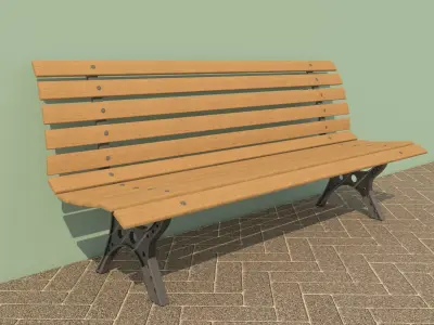 3D Park Bench Model - Metal and Wood Low-poly 3D model